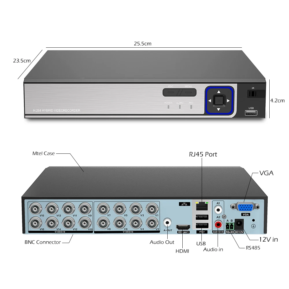 16 канальный видеорегистратор 16CH 1080N DVR NVR H.265 гибридный 6 в 1 для камеры TVI CVI CVBS AHD 1080P
