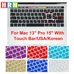 Чехол для клавиатуры HRH, силиконовая клавиатура для Mac Pro 13,3 дюйма, A1706, A1989, A2159, 15,4 дюйма, A1707, A1990, с сенсорной панелью, американская Раскладка