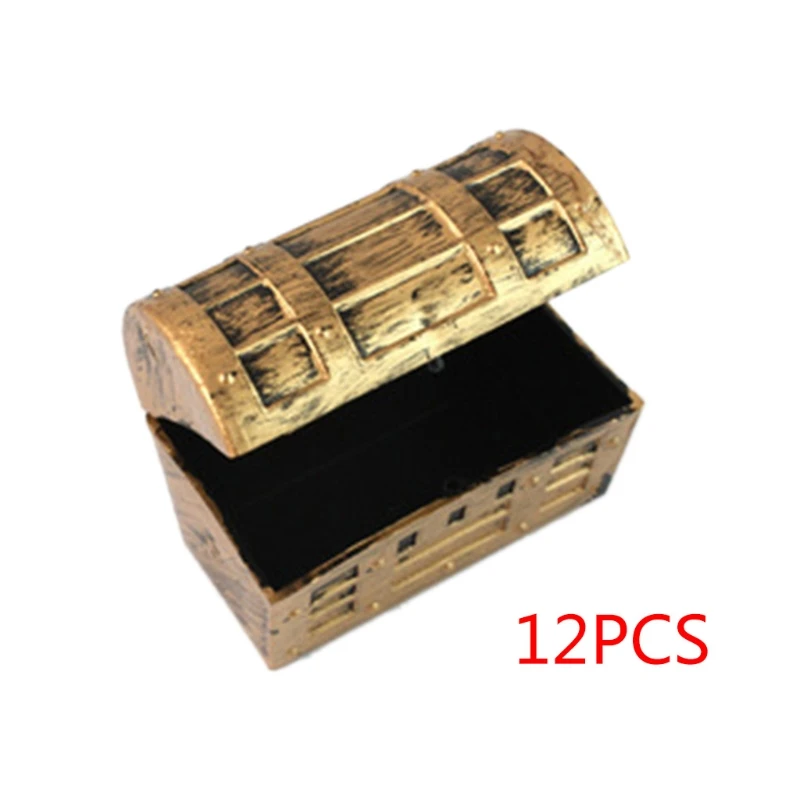 

New 12pcs Mini Pirate Gold Treasure Chests Kids Toy Cake Decoration Candy Box