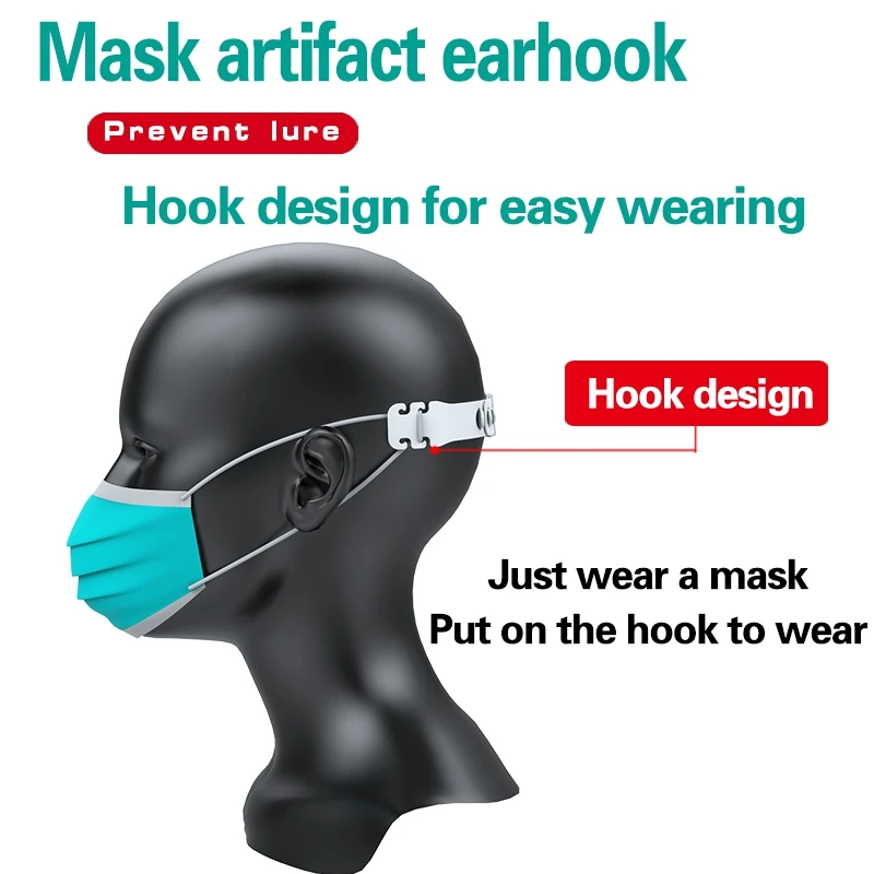 

20PCS Adjustable Mask Ear Protection Buckle Hook Anti-Leak Prevention Ear Pain Mask Holder Adjustment Strap Black