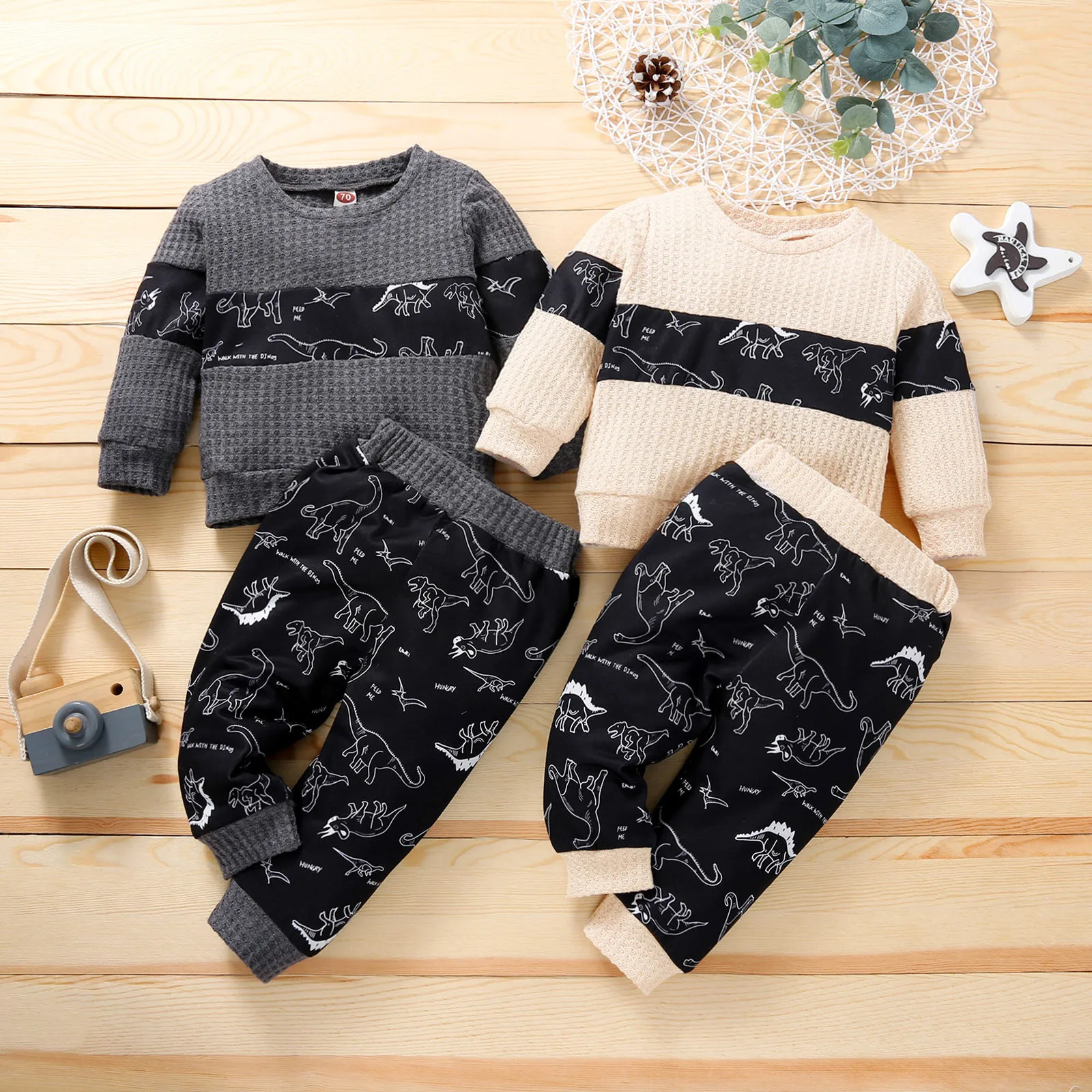 

2PCS Casual Style Baby Boy Winter Clothes Set Toddler Baby Boys Girls Cartoon Dinosaur Pullover Sweatshirts Tops+Pants Outfits