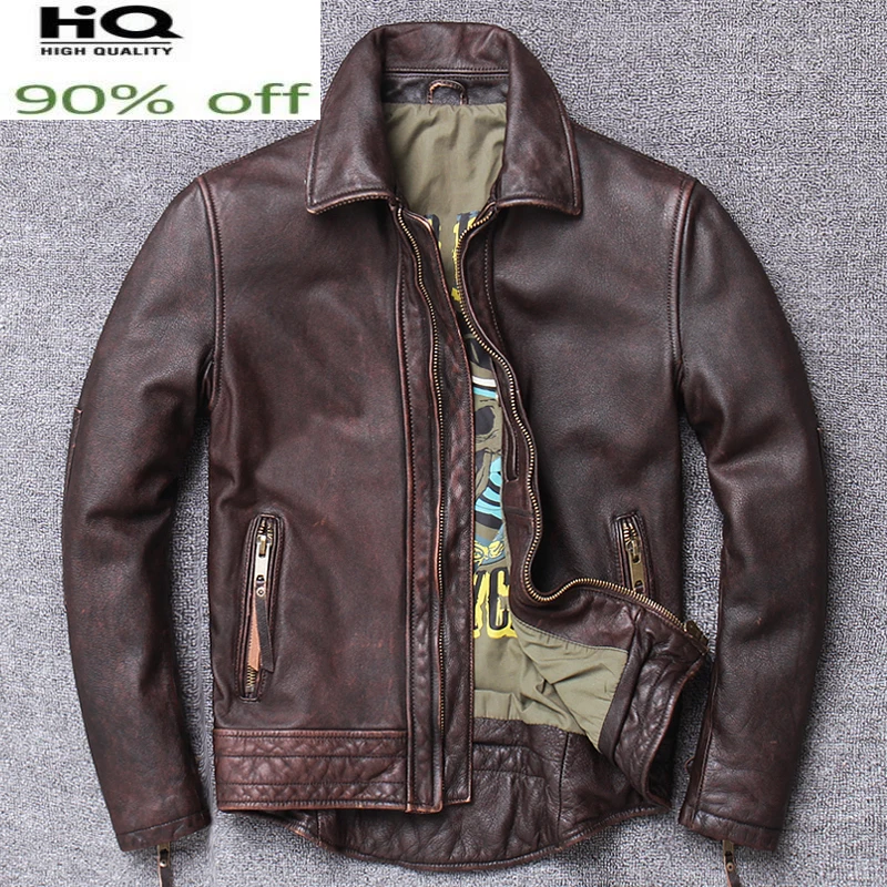 

2022 Spring Autumn 100% Natural Genuine Leather Jacket Men Real Cow Leather Coat Male Streetwear Moto Biker Bomber Jackets 1934