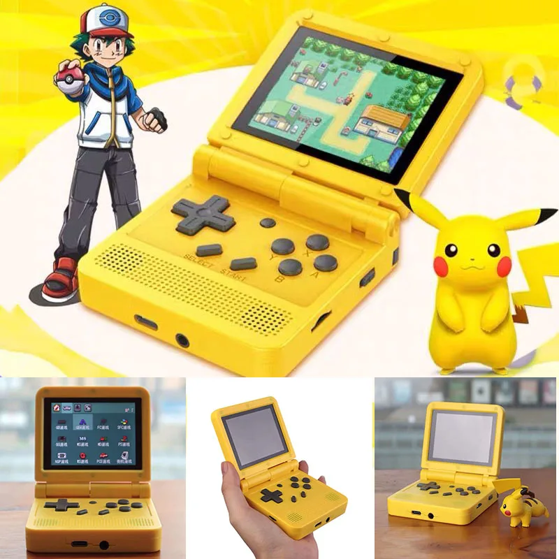 

Новинка 2022, игровая консоль Pokemon Pikachu в стиле ретро GBA, Складная портативная игровая консоль с открытым исходным кодом и ips-экраном, портативн...