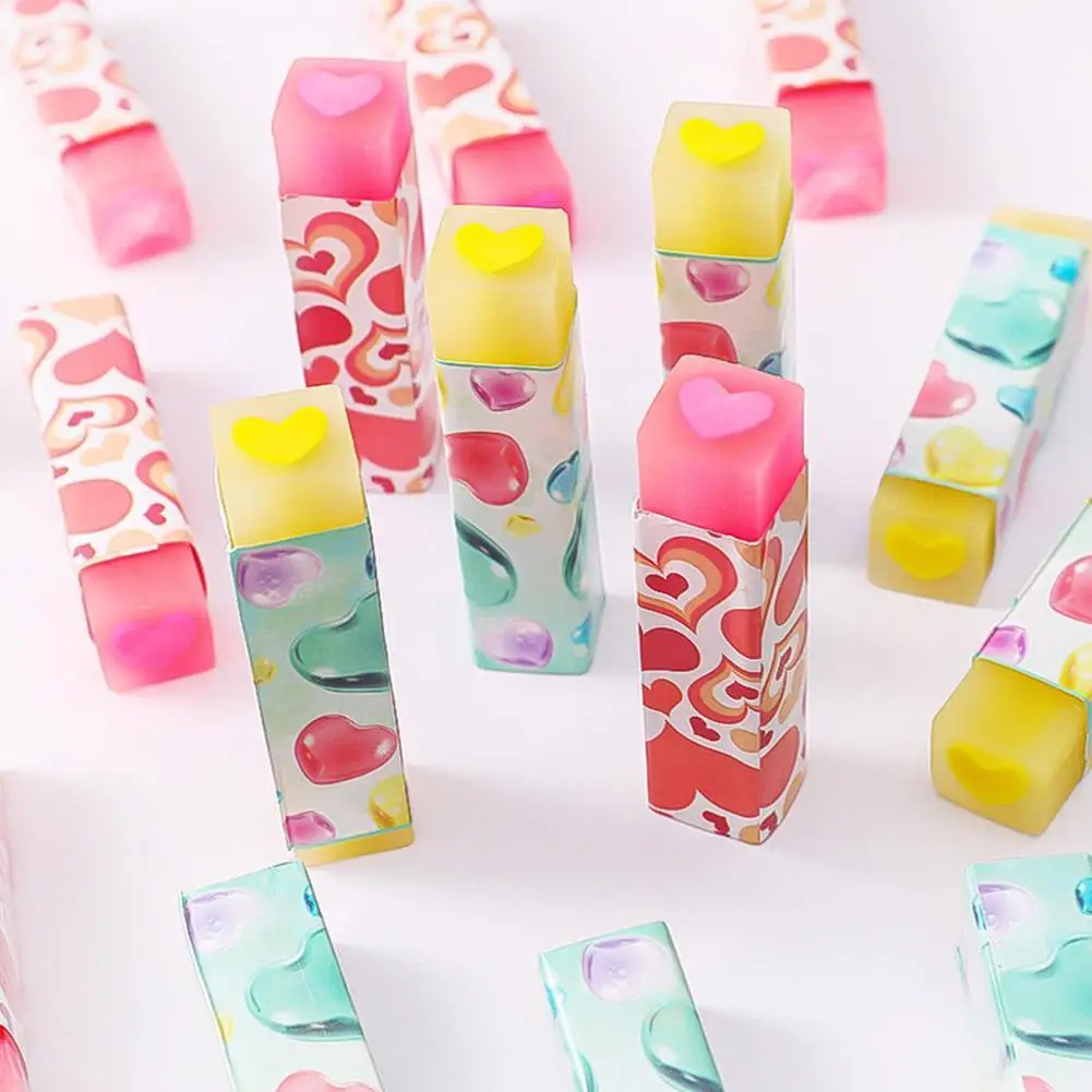 

1pc Cute Candy Color Love Soft Pencil Erasers For Kids Rubber Toy Kawaii Stationery School Office Supplies Random Color C9p4