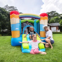 small inflatable bouncing castle bouncer house jumper blue park for kid outdoor party playground trampoline indoor home fun play