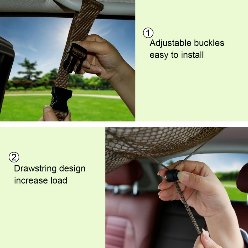 

Ceiling Storage Net Pocket-Universal Car Roof Interior Cargo Net Bag With Zipper, Trunk Storage Cars Luggage Nets Travel Pocket