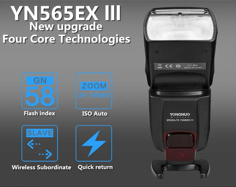 Вспышка YONGNUO YN565EX III TTL Speedlite для камер Canon 1100d 650d 600d Nikon D3300 D3100 D5200 D800 D750
