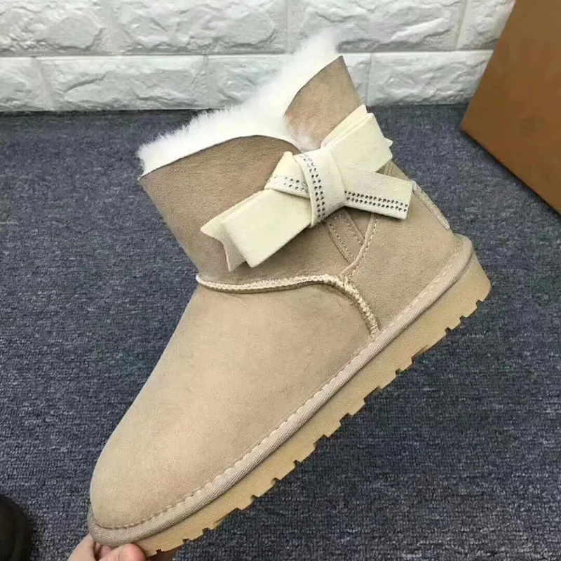 Новинка года; модные зимние сапоги на натуральном меху; Mujer Botas; водонепроницаемые зимние сапоги из натуральной овечьей кожи; зимние сапоги; женская обувь - Цвет: Sand