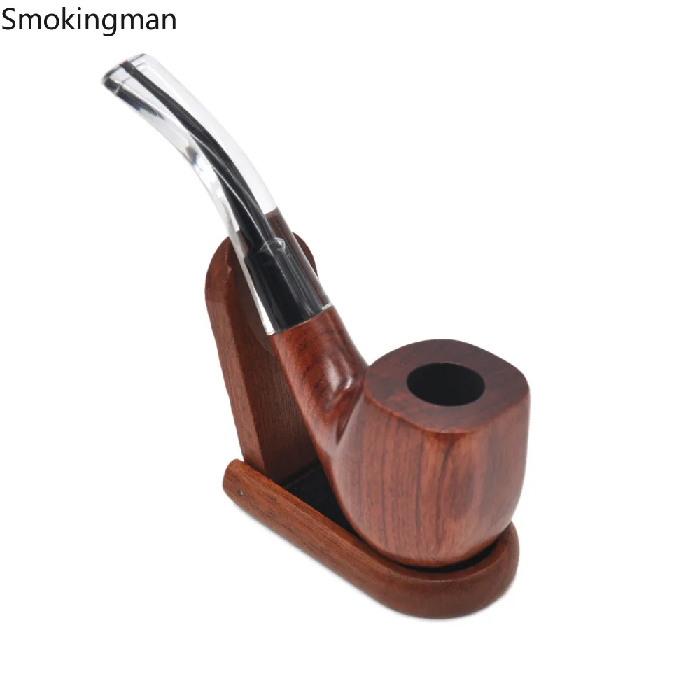 Новый стиль красное дерево гладкая трубка изогнутый старомодный удобный фильтр