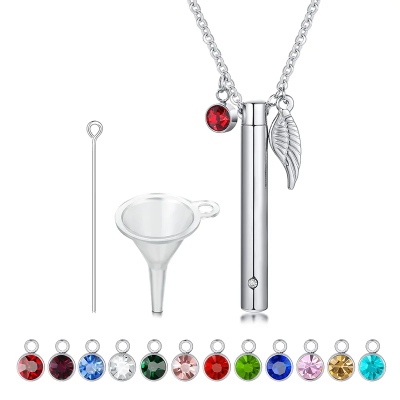 

Locked Urn for Ashes Pendant Neckalce with 12 Birthstone Cremation Jewelry for Women