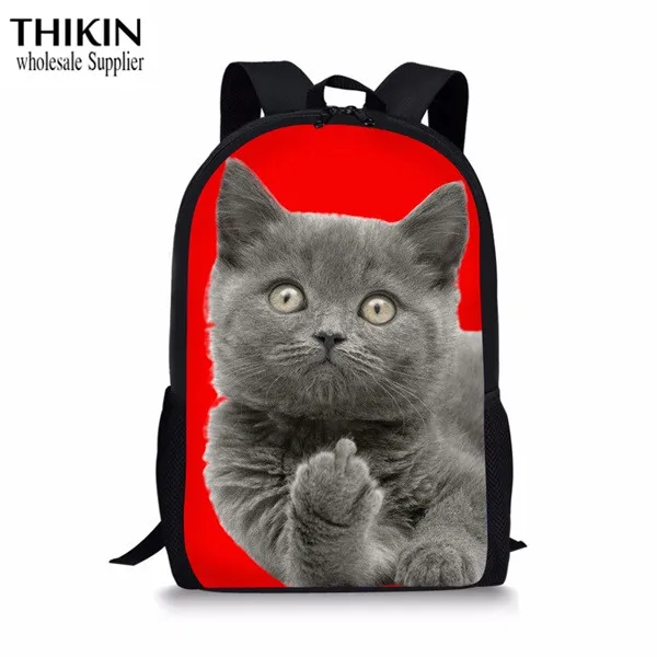 Забавные 3D школьные сумки для мальчиков с принтом кота на среднем пальце