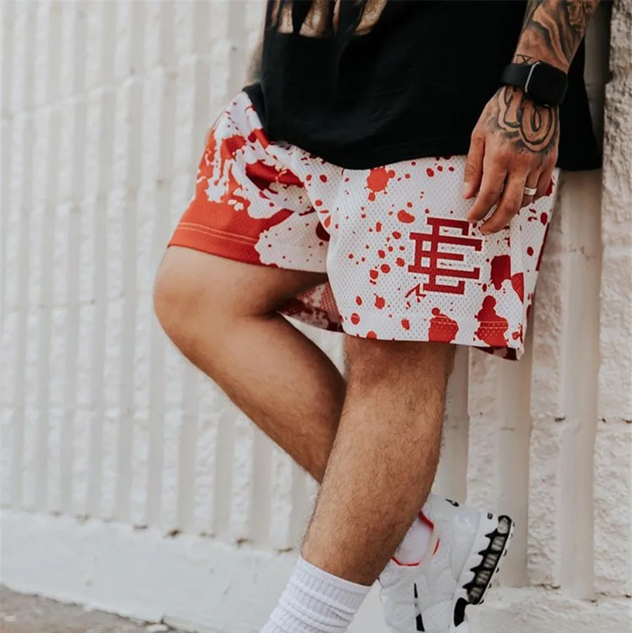 

2021 Men's Trend Fashion Jogging Sweatpants New Men's Fitness Exercise Shorts Breathable Mesh Beach Casual Shorts