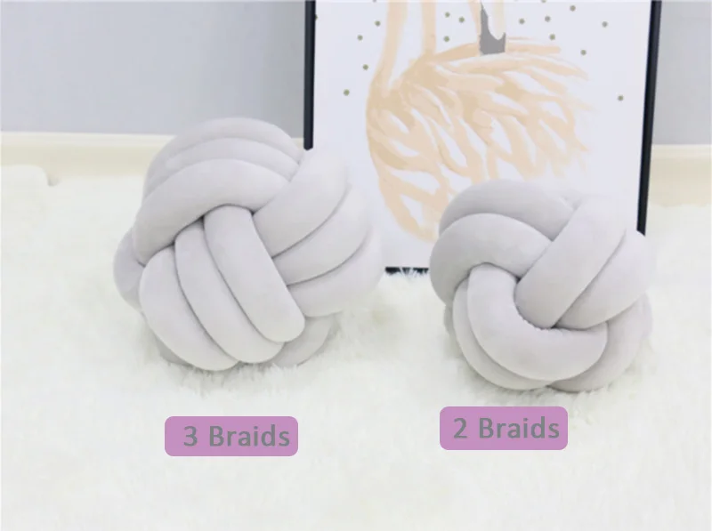 Gray-2 braids 3 косички/2 косички тканые Детские Декор детской кроватки завязанная узлом, заплетенная плюшевая детская колыбель Декор новорожденный подарок подушка - Цвет: Gray-2 braids