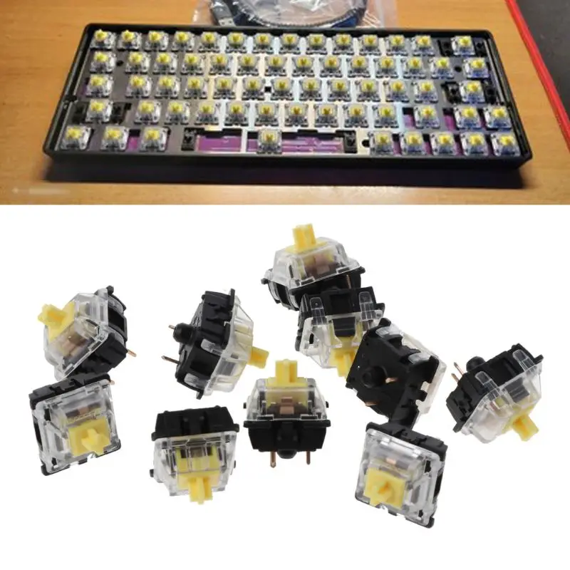 

10Pcs Mechanical Keyboard Gateron MX 3 Pin Yellow Switch Transparent Case W91A