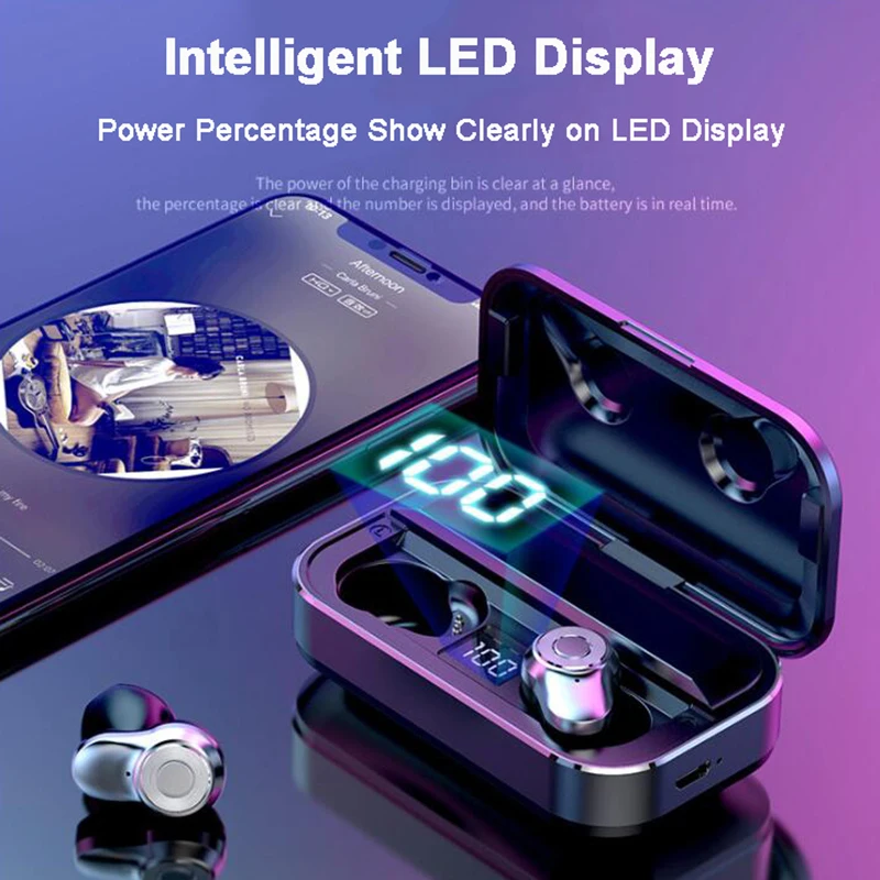 Price TWS بلوتوث سماعة ستيريو الصوت سماعات لاسلكية بلوتوث 5.0 HD دعوة سماعة لاسلكية تعمل بالبلوتوث سماعة مع بنك الطاقة 3500mAh