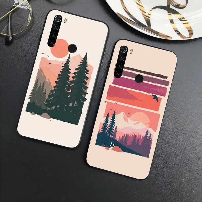 

Mountain Tree Sunset Phone Case For Xiaomi Redmi note 7 8 9 t max3 s 10 pro lite coque shell cover funda