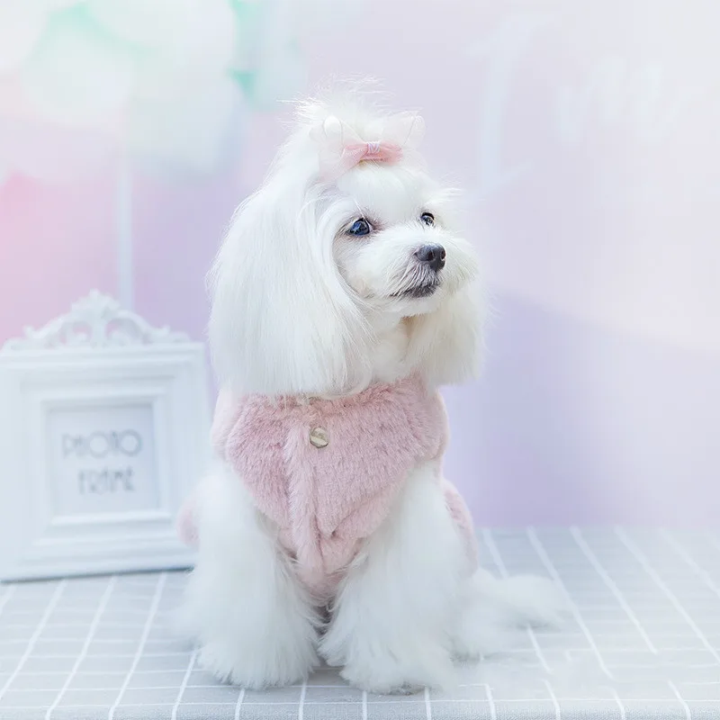 

Luxury Rabbit Hair Puppy Clothes Autumn Winter Small Dog Coat Festival Cat Princess Dress Jacket Costume For Little Pet Dog