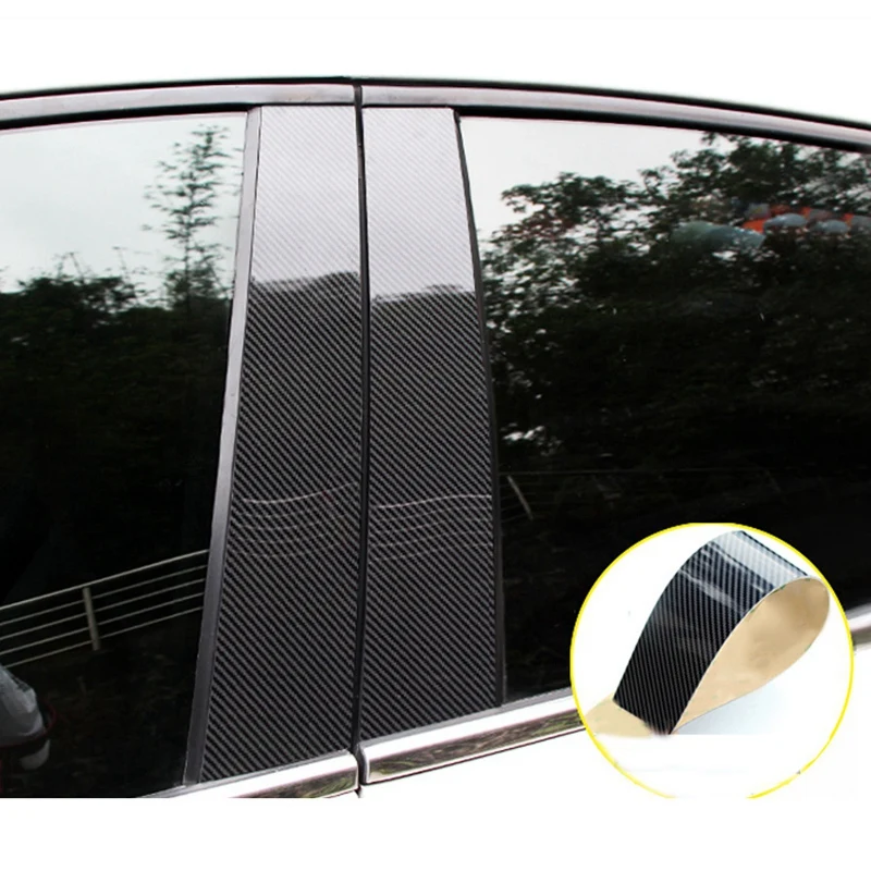 

6Pcs Pillar Post Trim Cover, Carbon Black Car Door Window Pillar Post Cover Molding Kit for Toyota Corolla 2009-2013