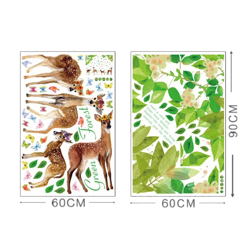 

Vivid Deers In Forest Wall Stickers For Shop House Bedroom Living Room Decoration Diy Natural Scenery Wall Mural Art Home Decals