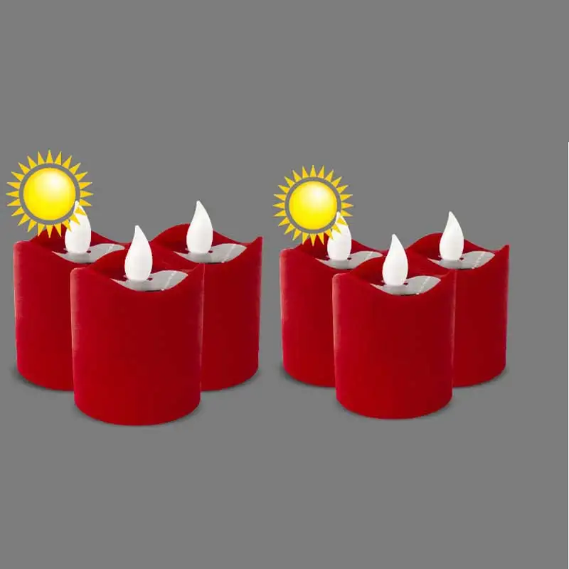 

3 or 6 Pieces 2.2 inch Red Color Solar Powered LED Tea Light,Flameless Flickering Yellow/Warm White Plastic Fake Candles