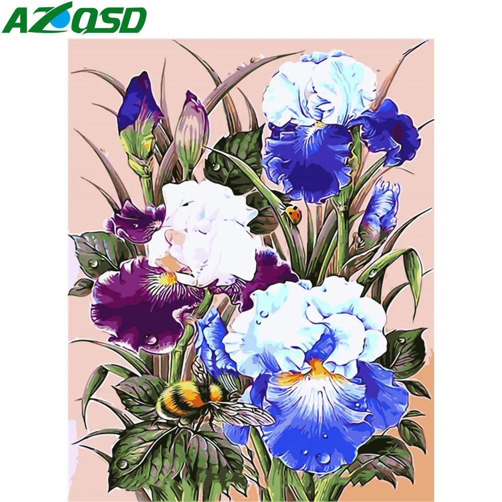 

Картина AZQSD по номерам, Рисование цветов на холсте, рамка «сделай сам», Раскрашивание по номерам, наборы пчелиных животных, современное наст...