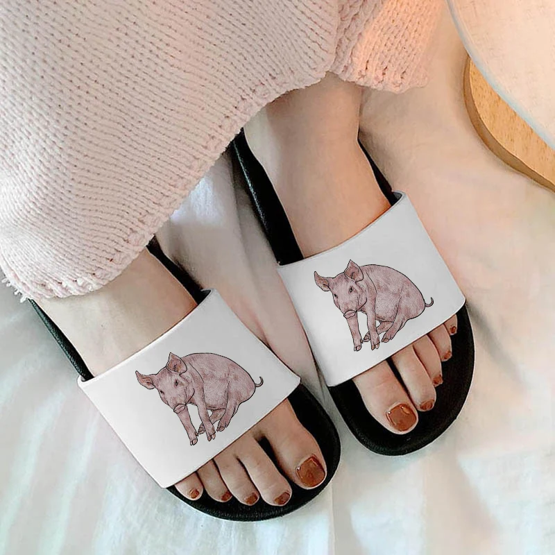 

Sandals For Women 2021 Watercolor Pig Pattern Ladies Slippers Home Indoor Non-slip Slipper Comofort Flip Flops Chaussure Femme