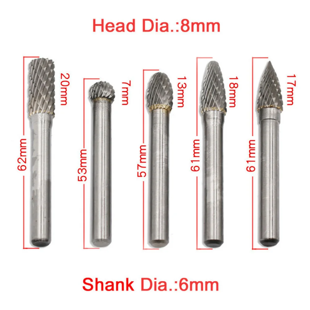 

5PCS Rotary Burrs Set Head Tungsten Carbide 6mm Shank Die Grinder Bit Tools Tungsten Carbide Burrs 2020 New Arrival For Home