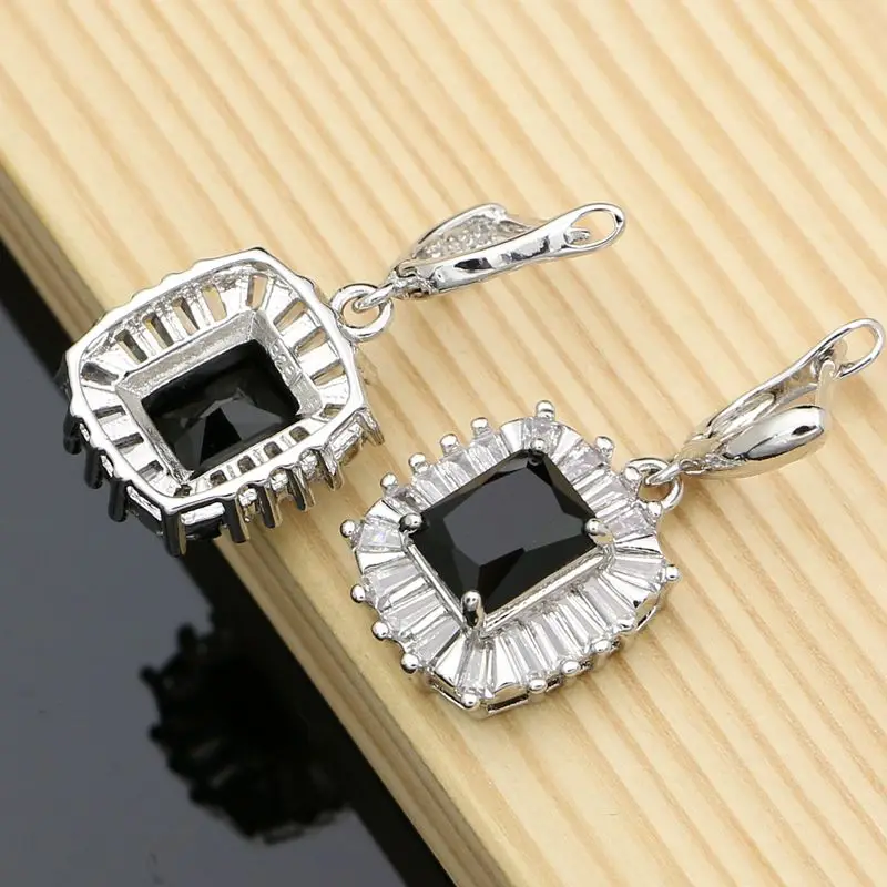 Женские серьги с квадратным камнем и фианитом | Украшения аксессуары