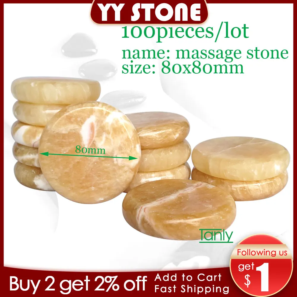 

Tontin 100pcs/lot 8x8cm yellow jade massage body stone hot stone massage SPA relax therapy healthcare health care back massager
