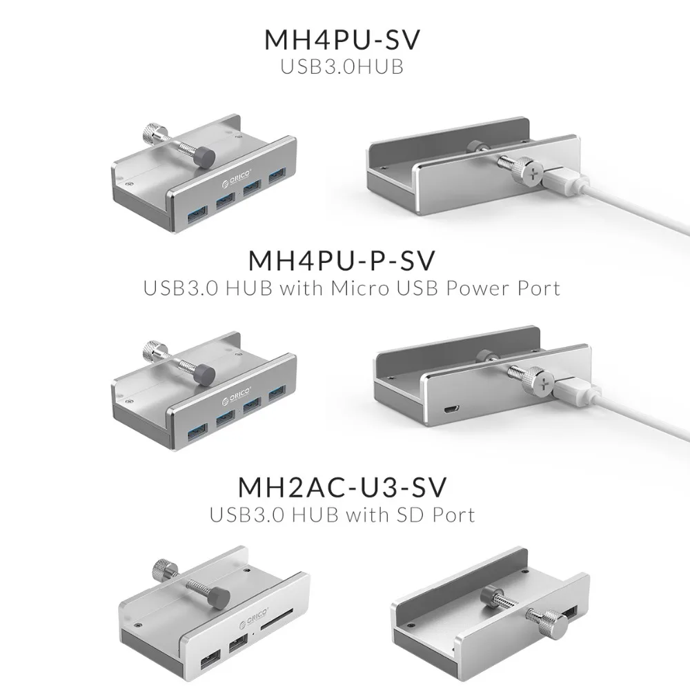 ORICO usb-хаб алюминиевый внешний 4 порта USB 3,0 Usb разветвитель с 10-30 мм регулируемым зажимом для Macbook Air ноутбук ПК Компьютерные концентраторы