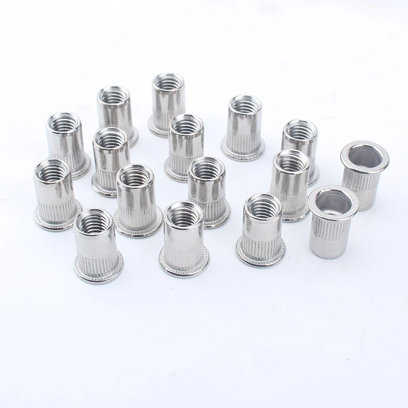 

300PCS M8 304 Stainless Steel Flat Head Rivet Nuts Iron Insert Riveting Nuts Wholesale Price
