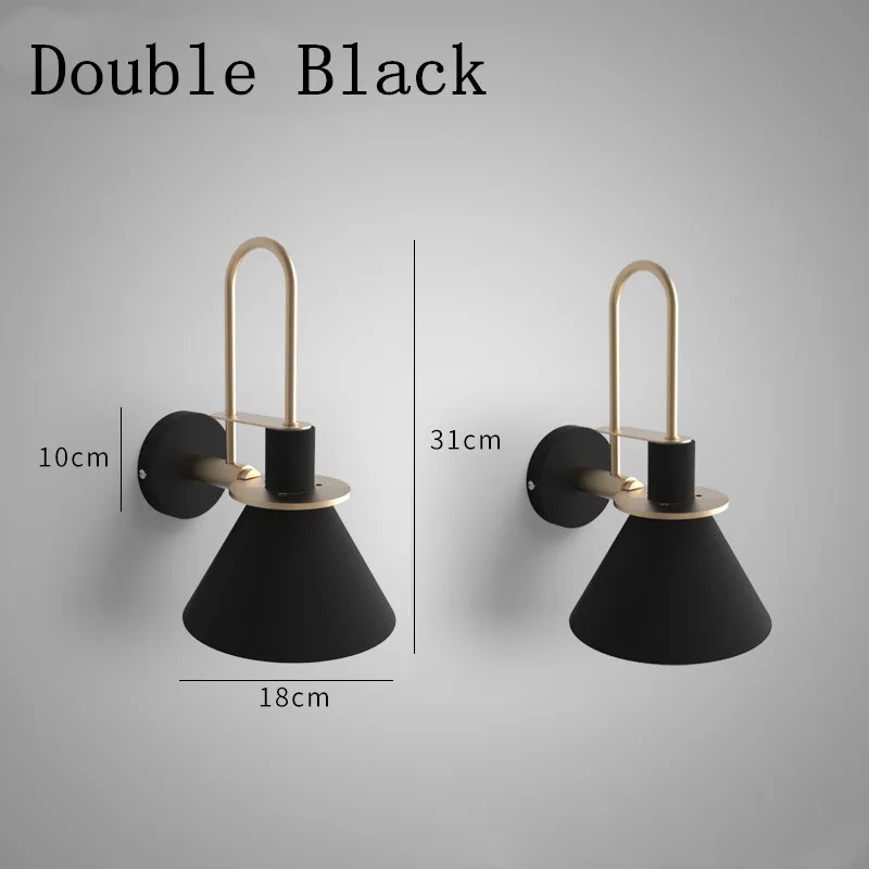 Double Black Современный светодиодный настенный светильник, скандинавский настенный светильник, 90-260 В, лампы, светильник, Светильники для прикроватной кровати, лофт, домашний светильник, светодиодный светильник для дома - Цвет абажура: Double Black