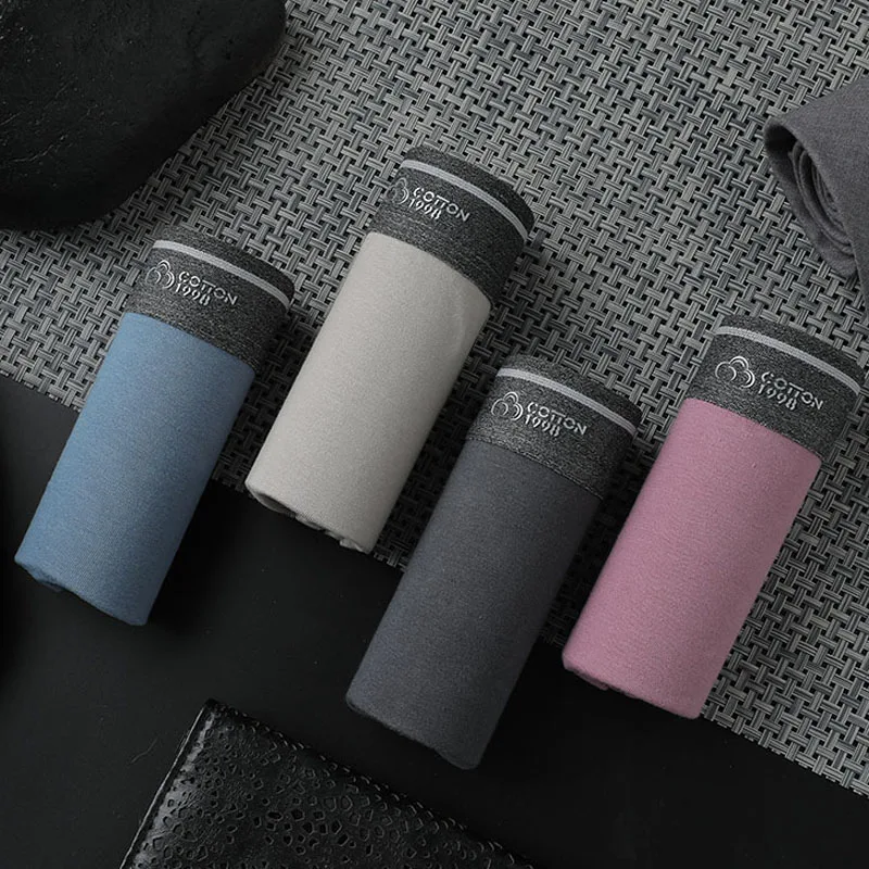 

Boxer Mens Underwear Men Cotton Underpants Male Panties Shorts Brand Solid Breathable Men's Boxers Shorts Homme 4pcs/lot MY290