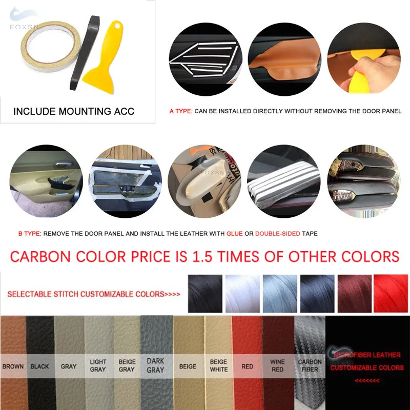 Черная с красной нитью Автомобильная дверная ручка панель подлокотник из