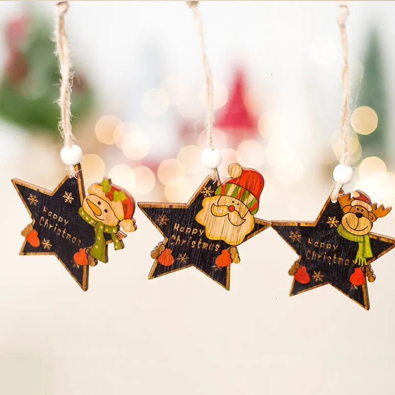 1 шт. с рисунком оленя и снежинками Санта Клаус Рождественское дерево натуральное