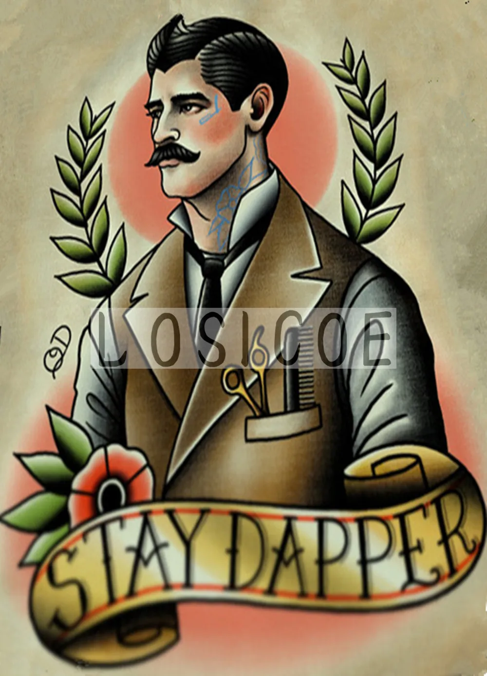 Винтажный постер из крафт бумаги STAY DAPPER 30 х42 см без рамки картина тату магазин