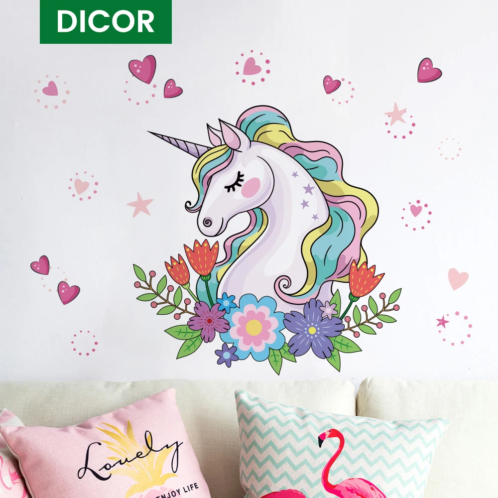 Наклейки на стены в виде единорога наклейка стену форме декор сердца цветок день