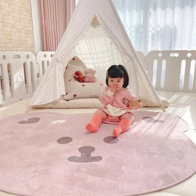 

Children Climbing Mat Cute Brown Bear Head Game Mat Non-slip Floor Mat Kitchen Bedroom Carpet Synthetic Fiber Soft Carpet