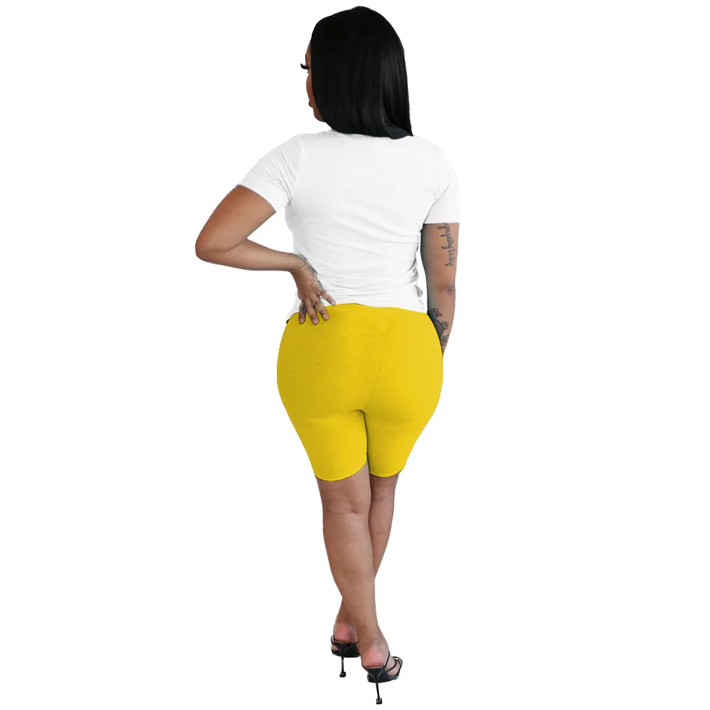 

Mouth Money Dollar Print Two Piece Set Women's Costumes White Short Sleeve Basic Top Tee + Skinny Jogger Short Lounge Wear Suits