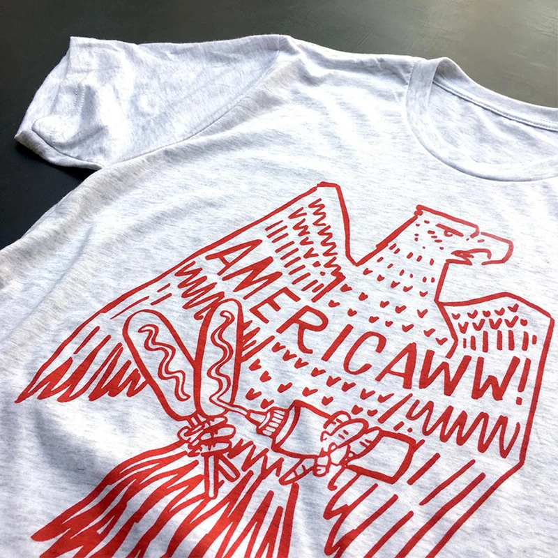 

American Eagle Vintage 80s 90s Graphic Grunge Tees Unisex White Cotton Short Sleeve Tops Round Neck Loose Ins Fashion Tshirts