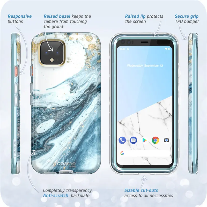 Для Google Pixel 4 XL чехол 6,3 дюймов() I-BLASON Cosmo полный корпус блестящий Мраморный бампер чехол со встроенной защитной пленкой