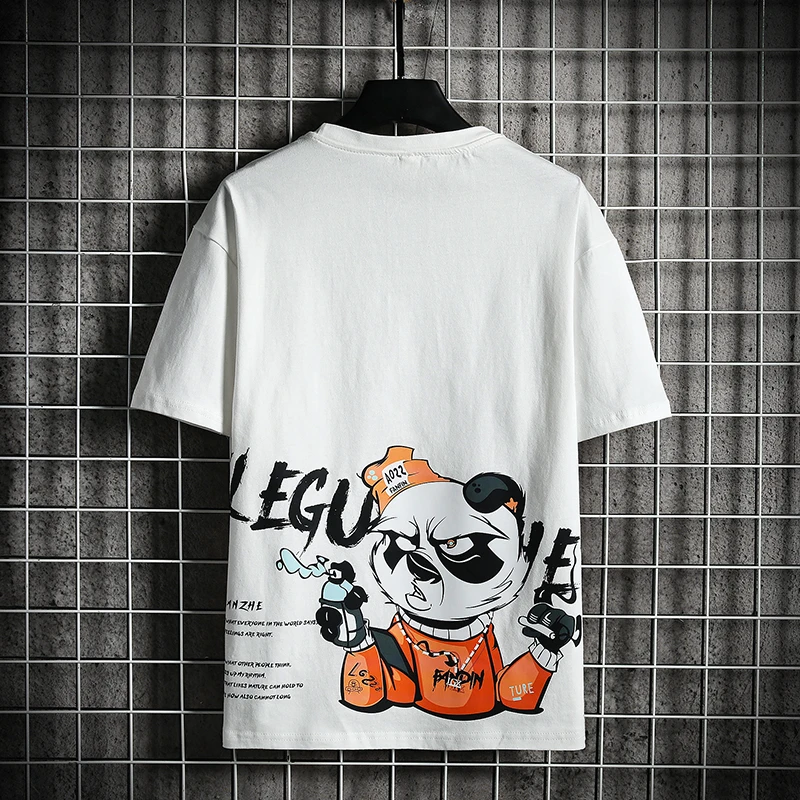 Футболка мужская хлопковая в стиле хип-хоп рубашка свободного покроя японском с