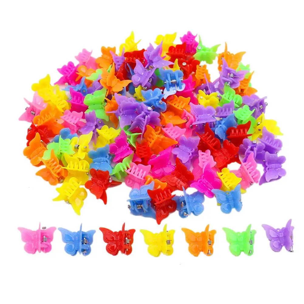 

100Pcs Kids Candy Color Butterfly Hairpins Bangs Clips Barrette Hair Accessory New
