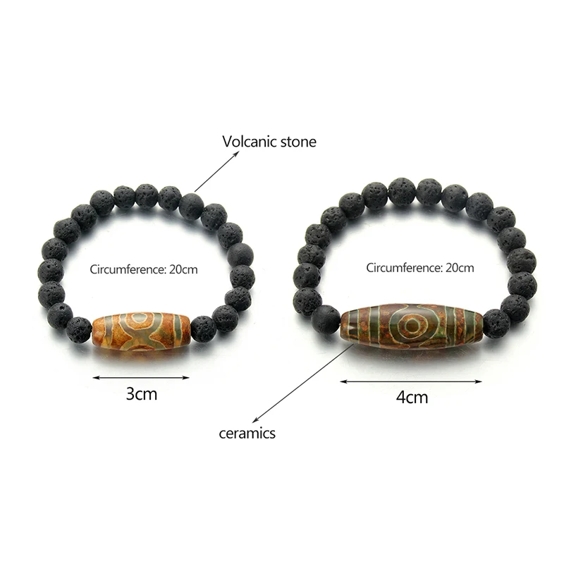 

1Pcs Natural Volcanic Stone Frosted Dzi Agate Beaded Bracelet Couple Wrist Chain Bracelet for Men Women Jewelry Gift Accessories