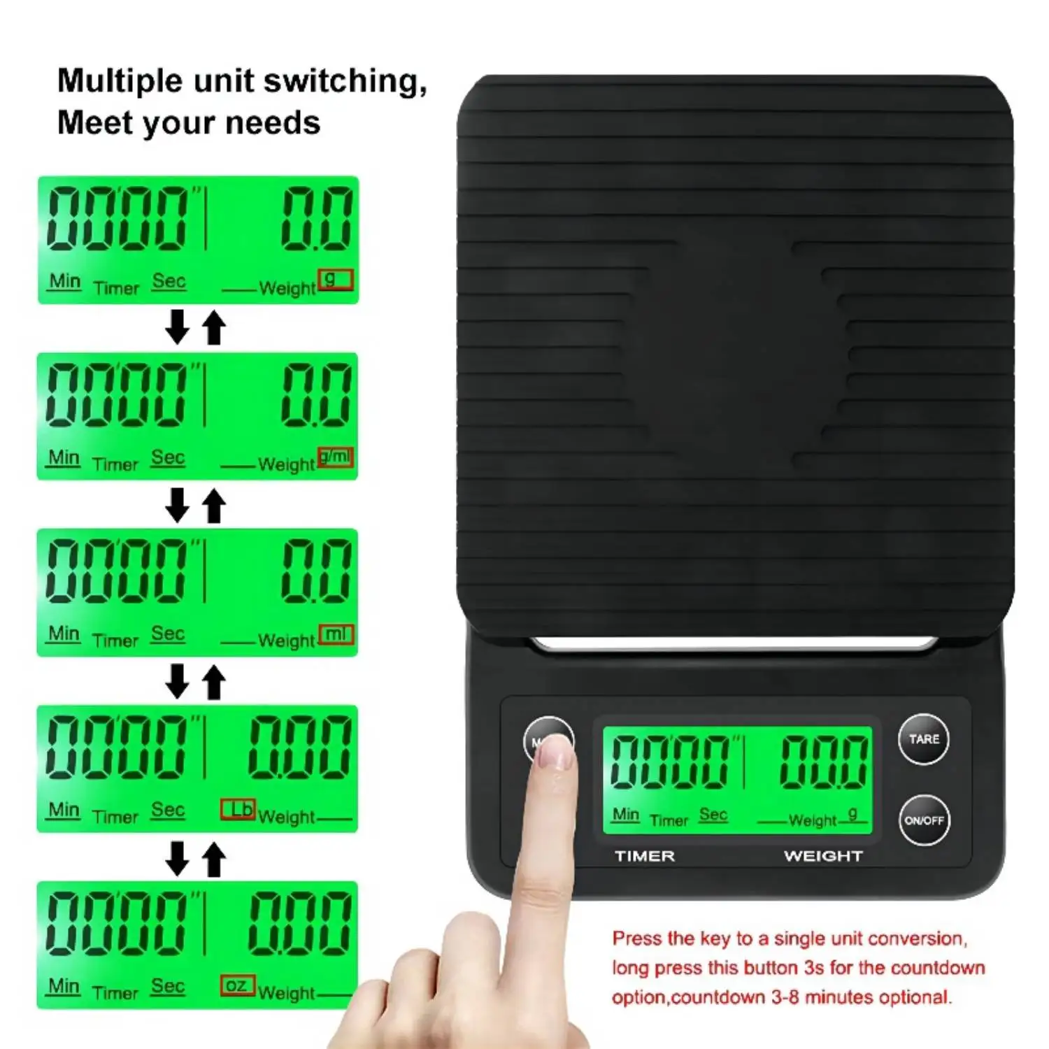 Кофейные весы с таймером ручные капельные для кофе Многофункциональные цифровые