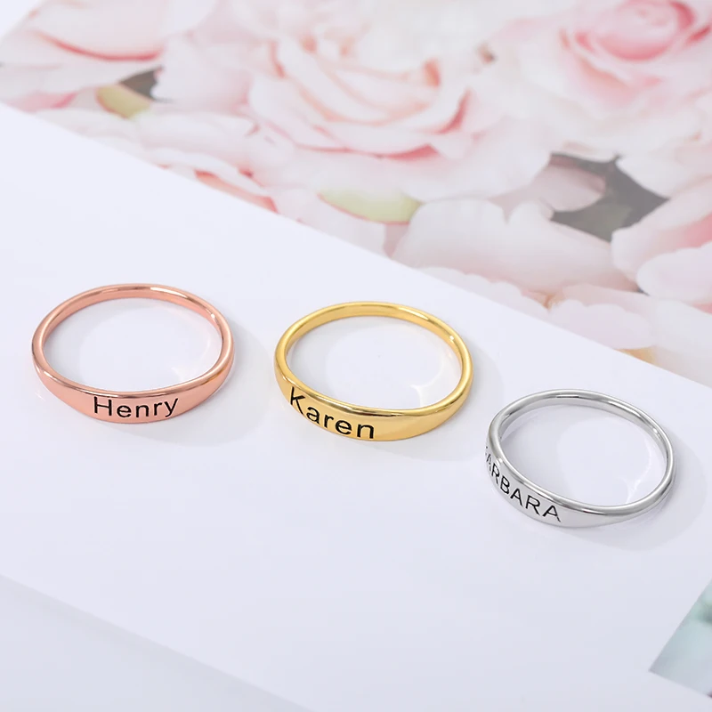 Изящное персонализированное кольцо с именем под заказ гравировка начальная Дата