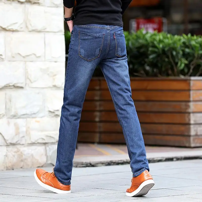 

New Spring Summer Hip Hop Street Skinny Jeans Men 2019 Fashion Casual Loose Mid Waist Full Length Pants Plus Size