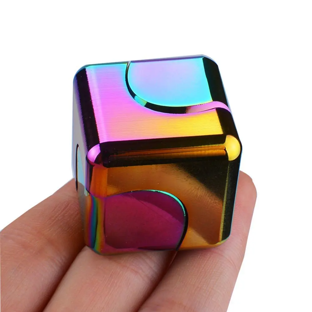 

Colorful Fidget Spinner Magic Cube Metal Spinning Top Key Ring Fidget Toy Desktop Stress Relief Toy Infinite Cube Adult Gifts