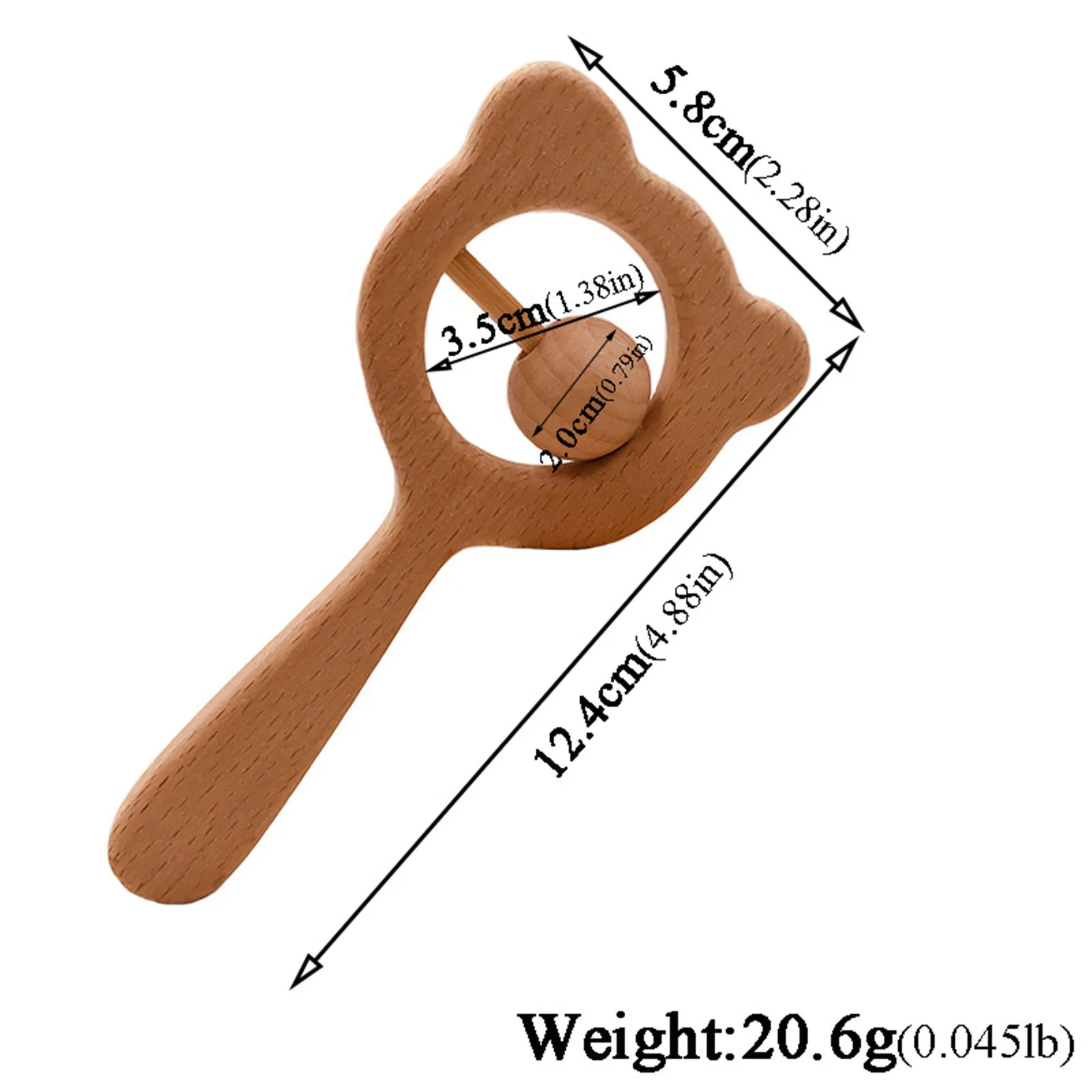Деревянная погремушка Медведь из бука деревянное кольцо для прорезывания зубов