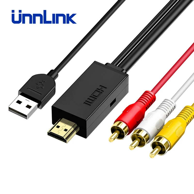 Unnlink 1 5 м HDMI совместим с AV 3RCA кабелем CVBS видео аудио адаптер провод для старого ТВ